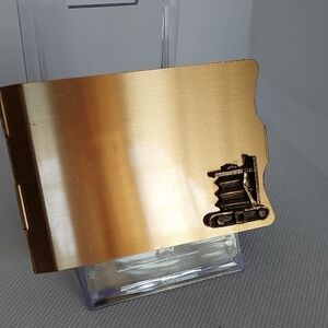 MID CENTURY MODERN Copper Metal Photo Holder with Vintage Camera Design GVC